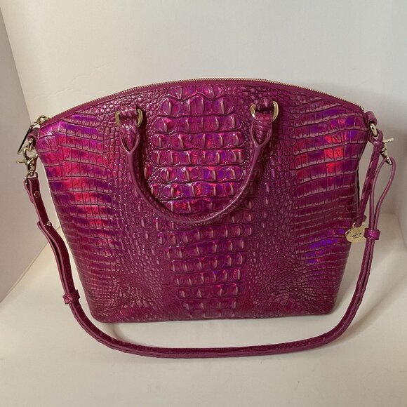 Brahmin Duxbury Leather Crossbody Double Handle Satchel Melbourne Hot Pink - Picture 1 of 8